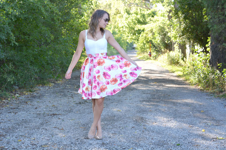 Floral Midi Skirt, orange and pink skirt, style we skirt