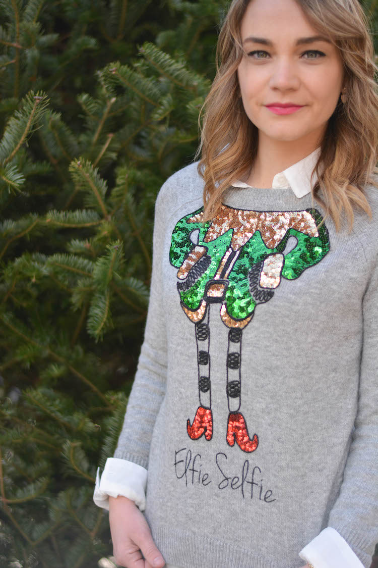 Affordable Christmas Sweaters | Elfie Selfie Ugly Christmas Sweater | Nelle Creations