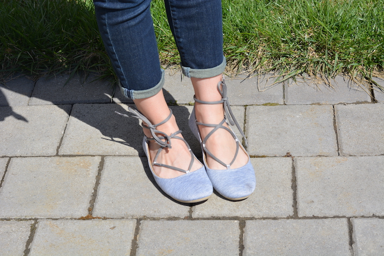 Grey Lace Up Flats