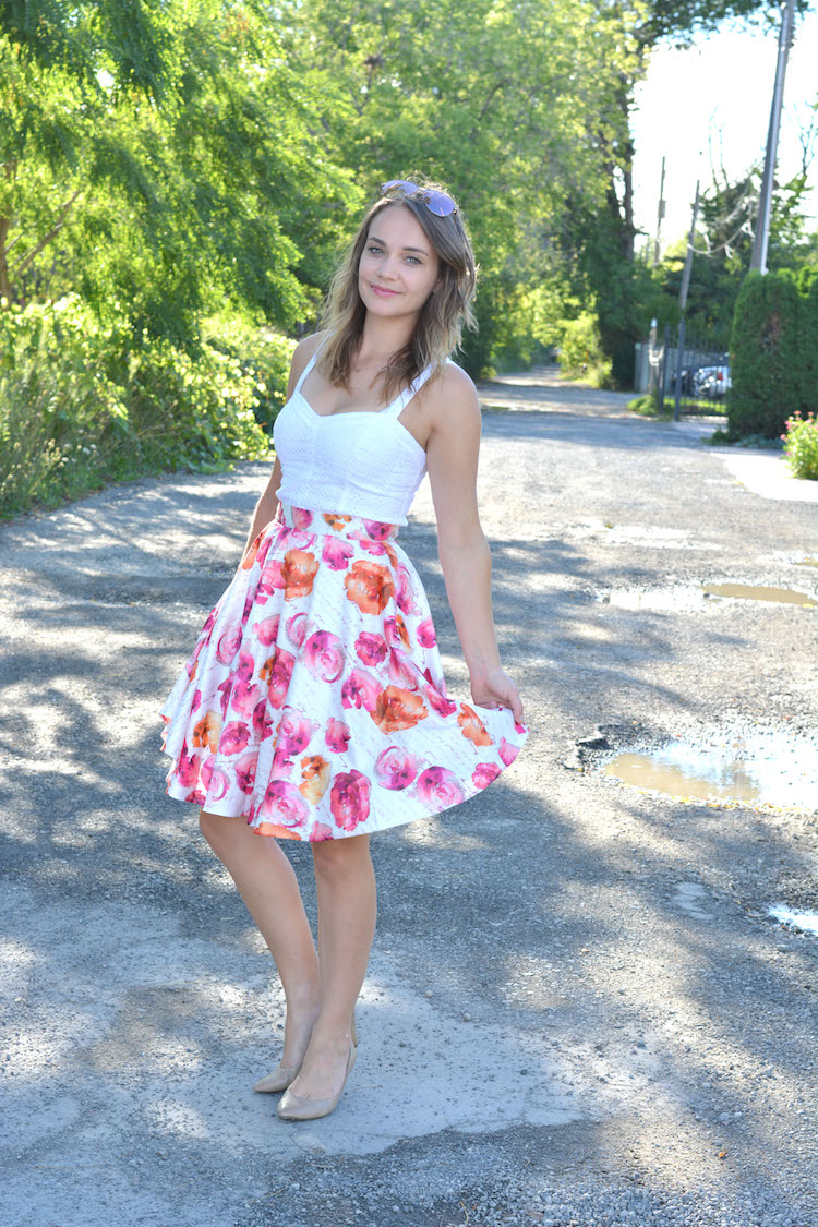 Floral Midi Skirt, orange and pink skirt, style we skirt