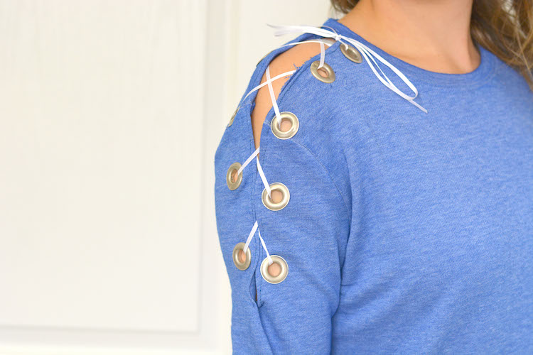 DIY Lace Up Sweater