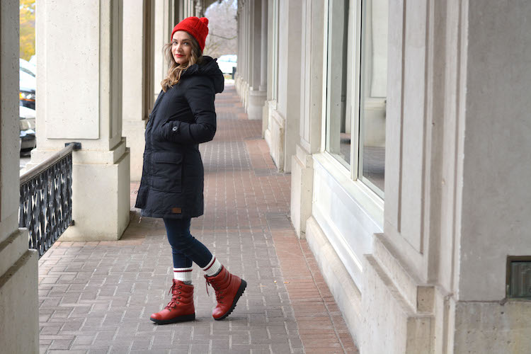Red Winter Boots Outfit
