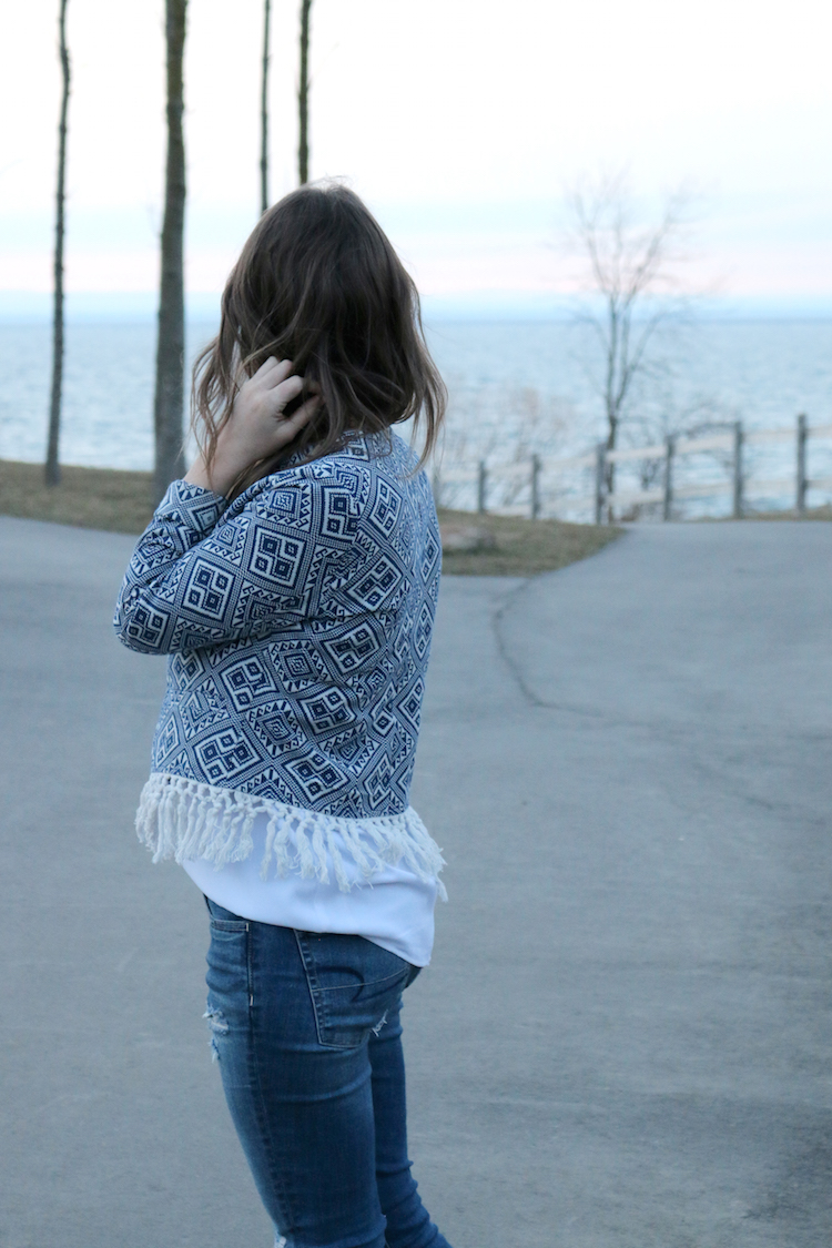 Aztec Blue Fringe Jacket 