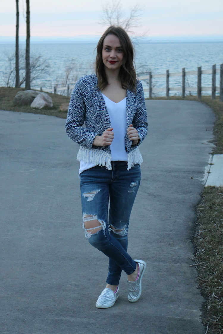 Aztec Blue Fringe Jacket 